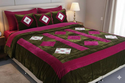 Velvet Bed Spread Set with Charsooti Embroidery And Fine Tailoring